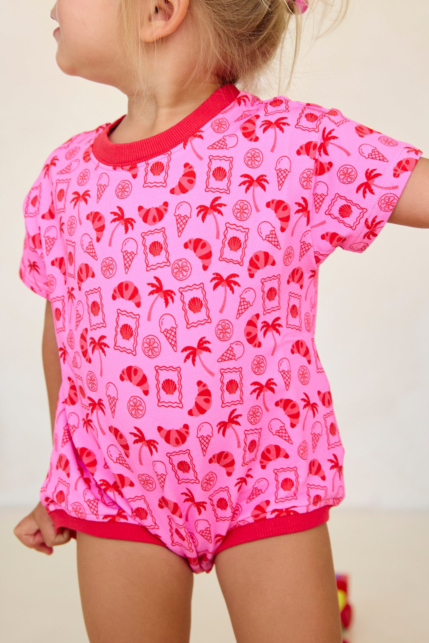 European Summer Romper- Pink/Red