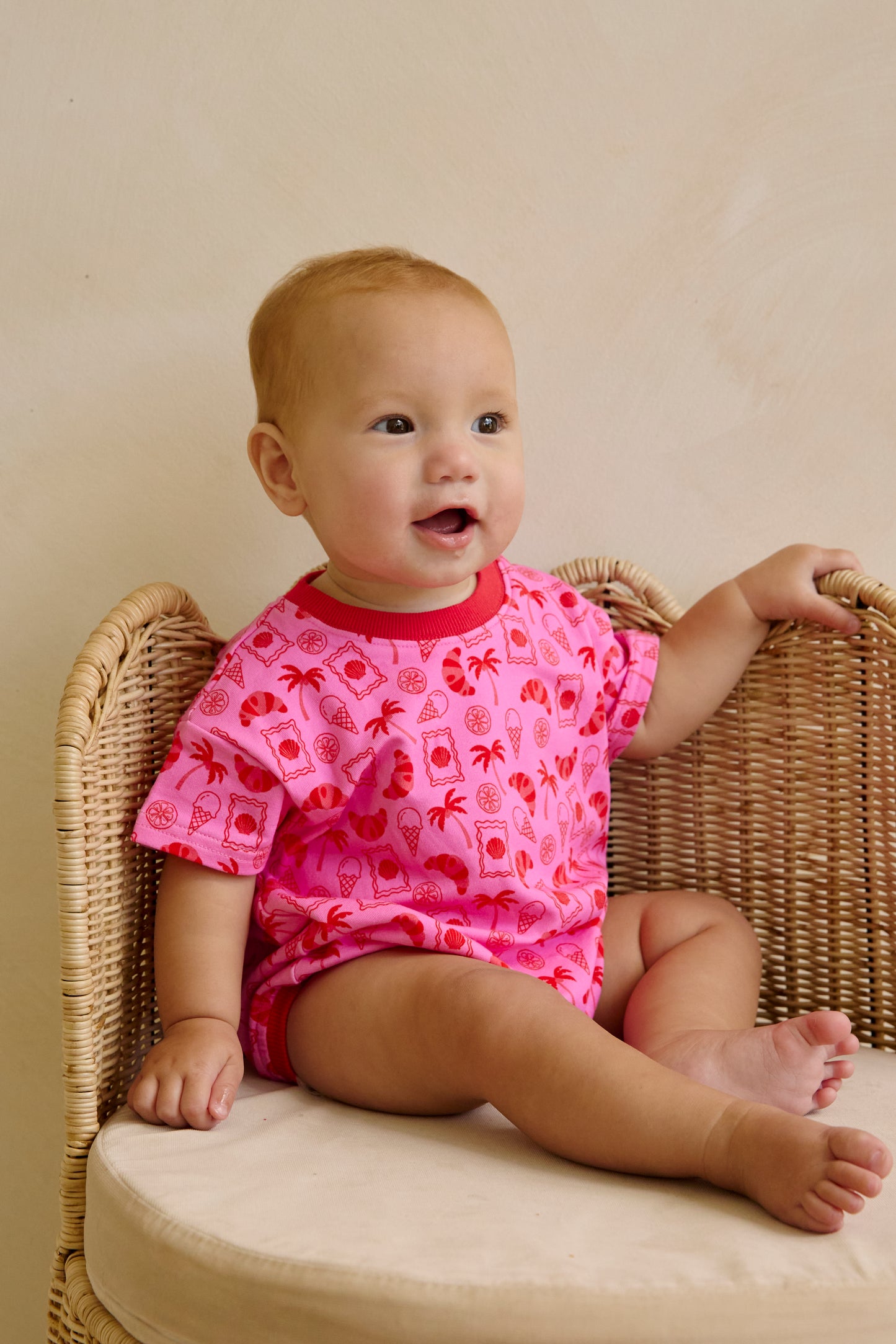 European Summer Romper- Pink/Red