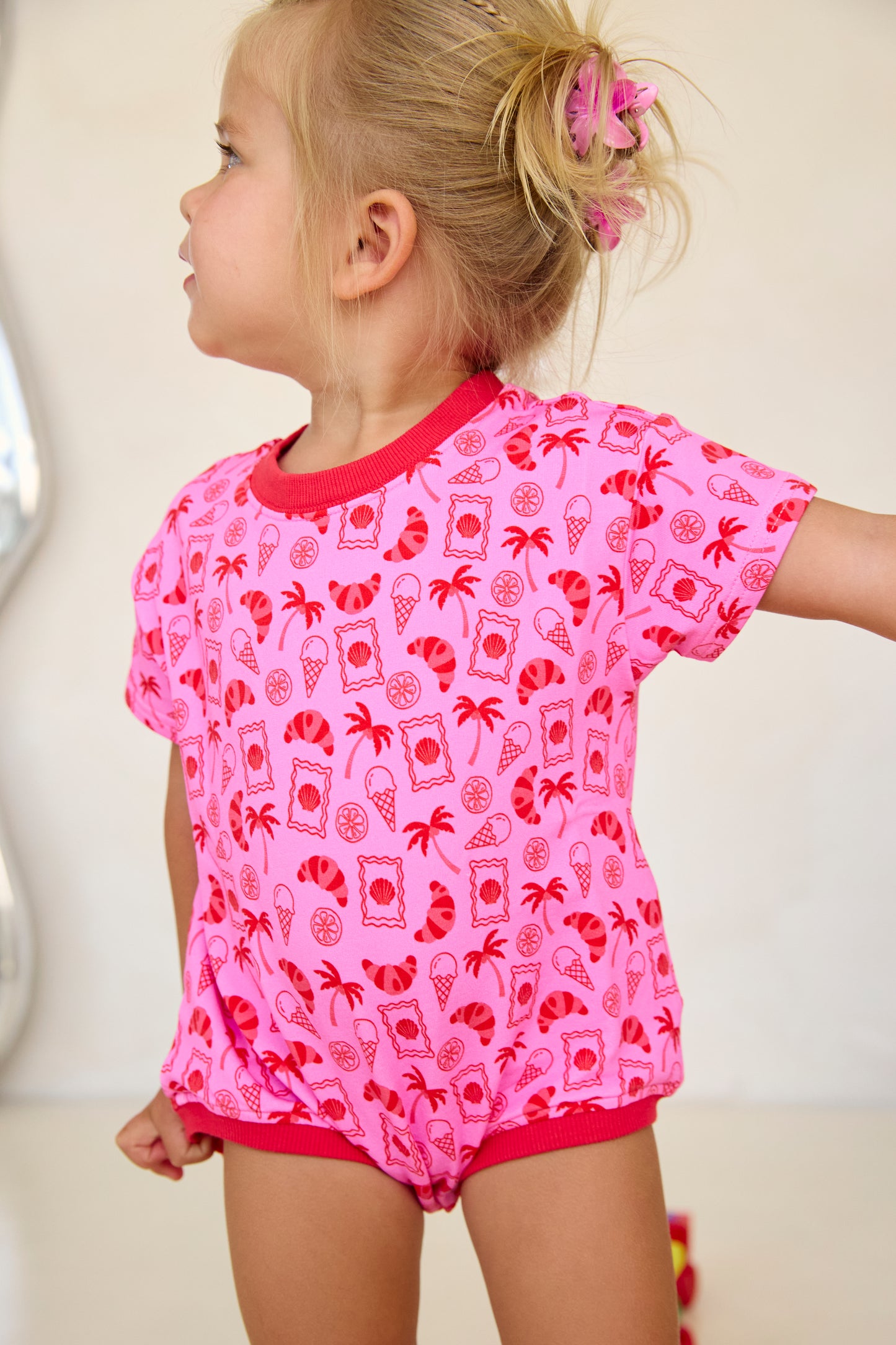European Summer Romper- Pink/Red