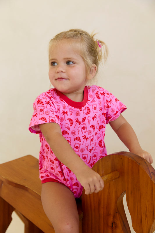 European Summer Romper- Pink/Red